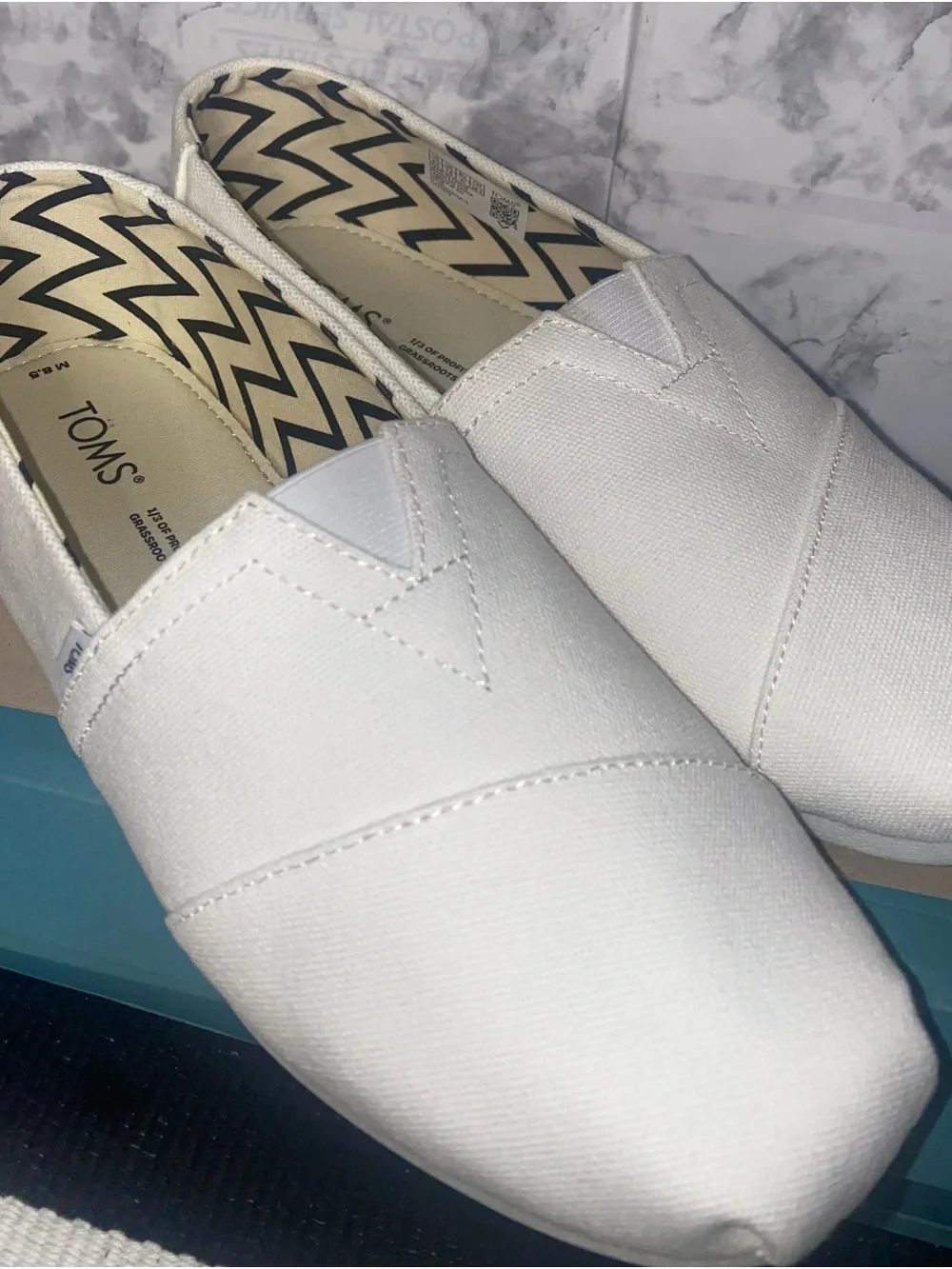 Toms Classic Men's Slip-On Canvas Loafers in White